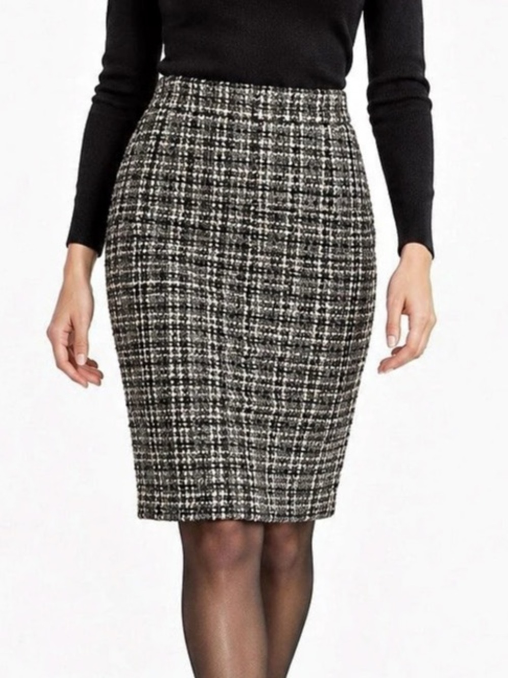 Banana Republic Black Cream Tweed Pencil Skirt – Size 6 Like New